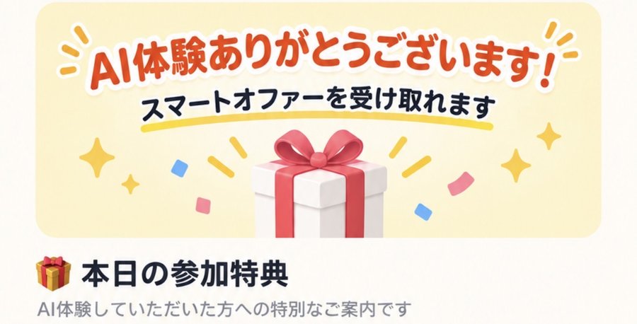 受け取りページの本日の参加特典